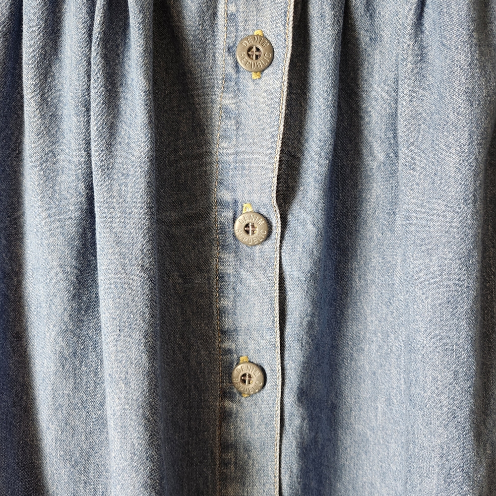 Vintage 90s Denim Button-Down Jumper Dress - Picture 3 of 6